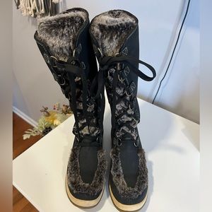 Women's Black Fur-Lined Winter Boots